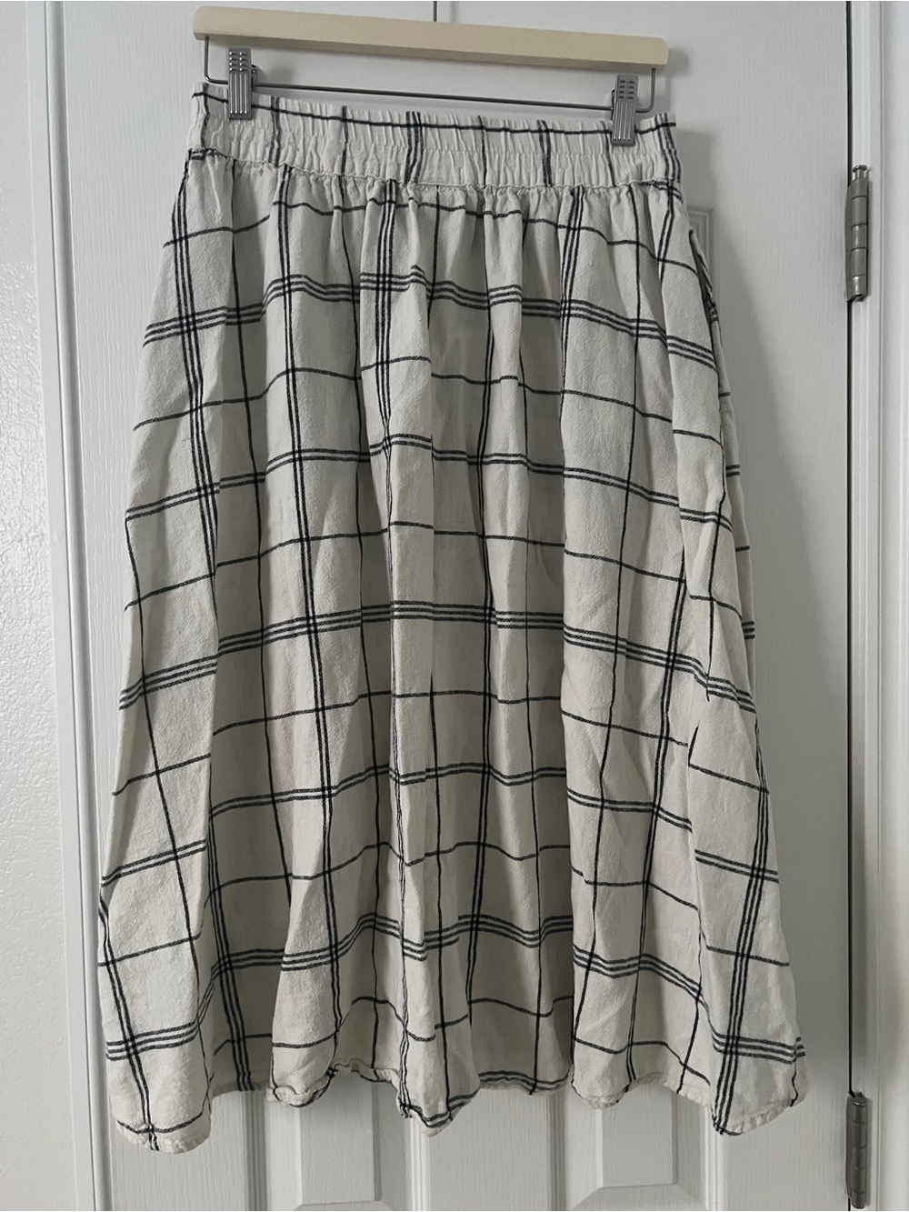 a new day Cream and Black Windowpane A-Line Skirt